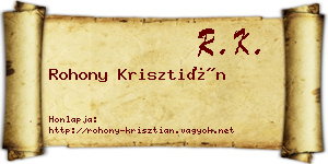 Rohony Krisztián névjegykártya